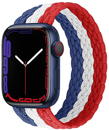 Picture of Prowrothy Lace Braided Solo Loop Compatible With Apple Watch Band 42mm 44mm 45mm for Men and Women, Lace Stretch Nylon Elastic Strap for iWatch Series SE 7 6 5 4 3 2 1 (L, American)