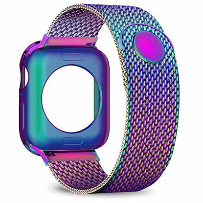 Picture of jwacct Compatible for Apple Watch Band with Screen Protector 38mm 40mm 42mm 44mm, Soft TPU Frame Case Cover Bumper Compatible for iwatch Series 1/2/3/4/5 Multicolor