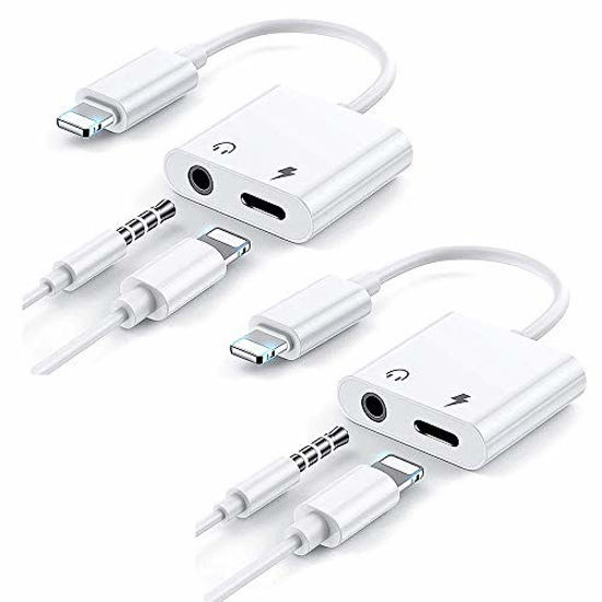 3 in 1 Headphone Adapter for iPhone, Lightning to 3.5 mm Headphone Jack  Adapter, Lightning Audio & Charging Adapter Dongle Cable Splitter  Compatible