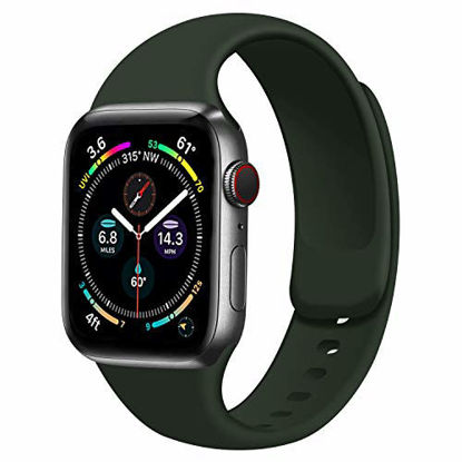Picture of Rain gold Watch Band Compatible with Apple Watch 38mm 40mm 42mm 44mm,Soft Silicone Sport Replacement Strap Compatible for iWatch Series SE 6 5 4 3 2 1 (Cyprus Green 38mm/40mm-S/M)