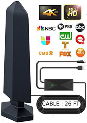 Picture of [2022 Model] Digital Amplified Indoor Tv Antenna - Powerful Best Amplifier Signal Booster 270+ Miles Range Support 4K Full HD Smart and Older Tvs with 16ft Coaxial Cable, Unique Tv Accessories
