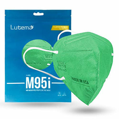 Picture of M95i Premium Filtration 5-Layer Face Mask 5-ply Disposable Desing Made in the USA (10, Mint Green)