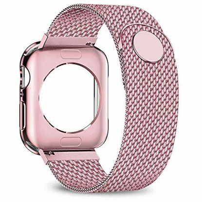 Picture of jwacct Compatible for Apple Watch Band with Screen Protector 38mm 40mm 42mm 44mm, Soft TPU Frame Case Cover Bumper Compatible for iwatch Series 1/2/3/4/5 Rose Gold