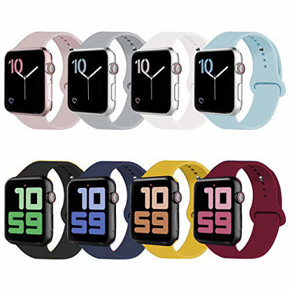 Picture of VATI 8-Pack Sport Band Compatible for Watch Band 42mm 44mm M/L, Soft Silicone Bands Replacement Strap Compatible with Watch Series 5/4/ 3/2/ 1 All Models