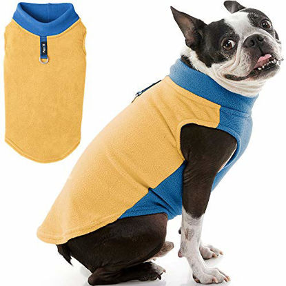 Picture of Gooby Half Stretch Fleece Vest Dog Sweater - Honey Mustard, X-Large - Warm Pullover Fleece Dog Jacket with D-Ring Leash - Winter Small Dog Sweater Coat - Cold Weather Dog Clothes for Small Dogs Boy