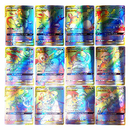 Picture of YSMANGO Pokemon Card Set, 100Pcs Anime Card Set Cartoon Game Card Including 40pcs Tag Team Cards+40pcs UB GX Cards+10pcs Trainer Cards+10pcs Energy Cards, Pokemon Cards Packs