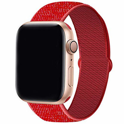 Picture of YC YANCH Sport Loop Compatible with Apple Watch Band 38mm/ 40mm, Breathable Soft Wristband Strap Replacement Compatible for iWatch Series 1/2/3/4/5/6/SE (38mm/40mm, Red)