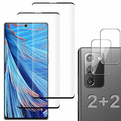 Picture of [2+2 Pack] Screen Protector for Galaxy Note 20/Note 20 5G Include 2 Pack Tempered Glass Screen Protector + 2 Pack Tempered Glass Camera Lens Protector,9H Hardness,Easy Install for Galaxy Note 20