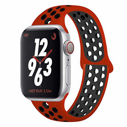 Picture of YC YANCH Watch Band Compatible for Apple Watch 42mm 44mm, Soft Silicone Sport Band Replacement Wrist Strap Compatible for iWatch Apple Watch Series 5/4/3/2/1,Nike+ 42/44mm S/M Red Black