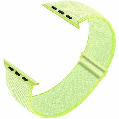 Picture of Ruiboo Sport Loop Compatible with Apple Watch Band 38mm 40mm 42mm 44mm iWatch Series 6 5 SE 4 3 2 1 Strap, Women Men Sport Weave Replacement Wristband Adjustable Breathable, 42mm 44mm Glow Yellow