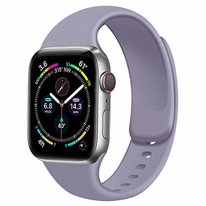 Picture of Rain gold Watch Bands Compatible with Watch 38mm 40mm 42mm 44mm Soft Silicone Sport Replacement Strap Compatible for iWatch Series SE 6 5 4 3 2 1 (Lavender Gray 42mm/44mm-M/L)