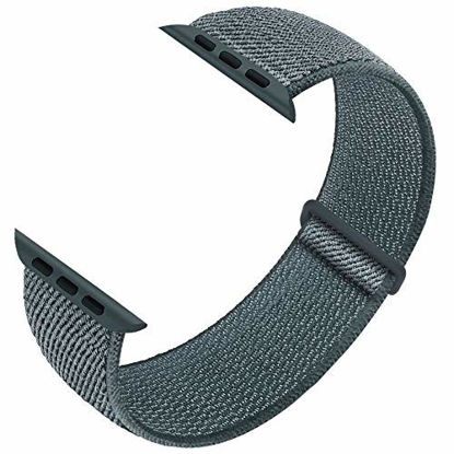 Picture of Ruiboo Sport Loop Band Compatible with Apple Watch Band 38mm 40mm 42mm 44mm iWatch Series 6 5 SE 4 3 2 1 Strap, Nylon Velcro Women Men Stretchy Elastic Braided Wristband, 42mm 44mm Storm Gray