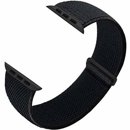 Picture of Ruiboo Sport Loop Band Compatible with Apple Watch Band 38mm 40mm 42mm 44mm iWatch Series 6 5 SE 4 3 2 1 Strap, Nylon Velcro Women Men Stretchy Elastic Braided Wristband, 38mm 40mm Dark Black