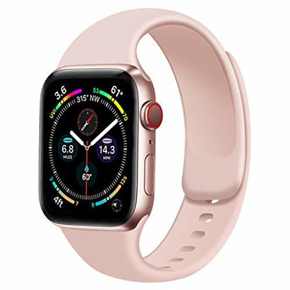 Picture of Rain gold Watch Band Compatible with Apple Watch 38mm 40mm 42mm 44mm,Soft Silicone Sport Replacement Strap Compatible for iWatch Series SE 6 5 4 3 2 1 (Pink Sand 38mm/40mm-S/M)