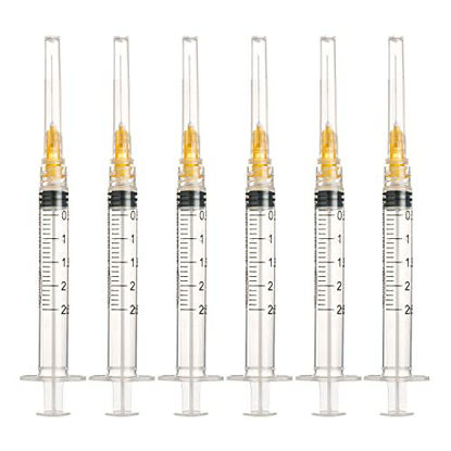 2.5ml Disposable Luer Lock Syringes with 25G 1 Inch Needle Individual  Package - Pack of 100