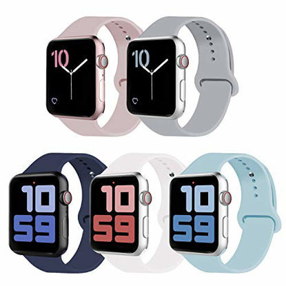 Picture of VATI 5-Pack Sport Band Compatible for Watch Band 42mm 44mm, Soft Silicone Sport Strap Replacement Bands Compatible with iWatch Watch Series 5/4/3/2/1, 42MM 44MM S/M