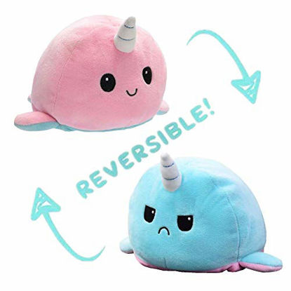 Picture of Reversible Plushie Toys Stuffed Animal Mood Plush Double-Sided Flip Show Your Mood Without Saying a Word! (Whale-Pink/Sky Blue)