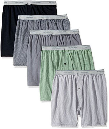 Picture of Fruit of the Loom Men's Exposed Waistband Knit Boxer (5 Pack), Assorted, Small