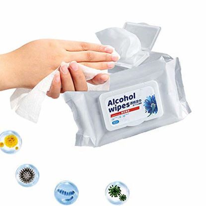 Picture of Alcohol Detergent Wipes (2 Packs,100Wipes),Large Wet Wipes(8"x6"),75% Soft Alcohol Wipes for All-Purpose Cleaning