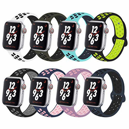 Picture of YC YANCH Greatou Compatible for Apple Watch Band 42mm 44mm,Soft Silicone Sport Band Replacement Wrist Strap Compatible for iWatch Apple Watch Series 5/4/3/2/1,Nike+,Sport,Edition,M/L Colorful