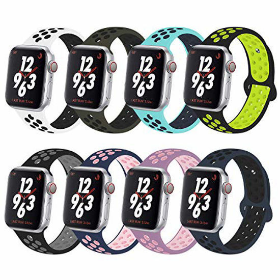 Picture of YC YANCH Greatou Compatible for Apple Watch Band 42mm 44mm,Soft Silicone Sport Band Replacement Wrist Strap Compatible for iWatch Apple Watch Series 5/4/3/2/1,Nike+,Sport,Edition,M/L Colorful