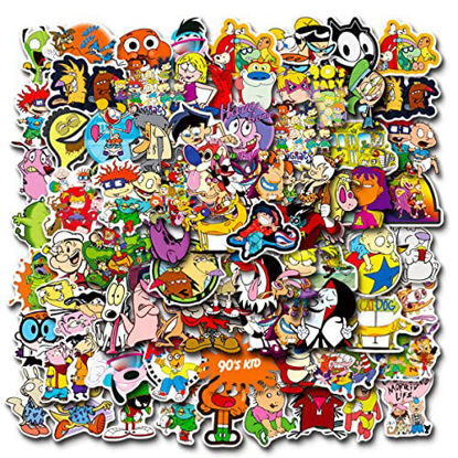 Picture of 100 PCS 90s Cartoon Stickers,Vinyl Waterproof Stickers for Laptop,Bumper,Skateboard,Water Bottles,Computer,Phone,Cartoon Anime Stickers for Kids Teens Adult (90s Cartoon 100pcs Stickers)