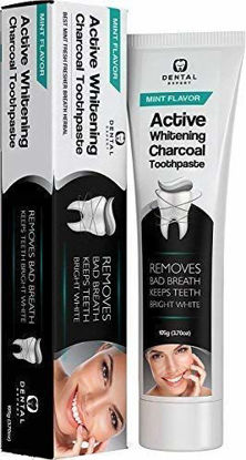 Picture of Activated Charcoal Teeth Whitening Toothpaste - DESTROYS BAD BREATH - Best Natural Black Tooth Paste Kit - MINT FLAVOR - Herbal Decay Treatment - REMOVES COFFEE STAINS - 105g (3.7 Fl Oz)
