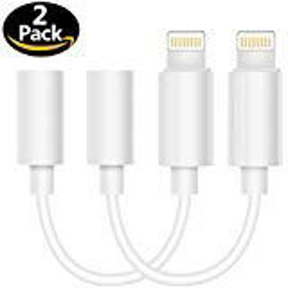 Picture of (2 pack) Lampari lightning to 3.5mm headphone jack aux adapter for iPhone 7/7 Plus -(iOS 10.2,10.3) White