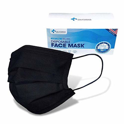 Picture of Made in USA - CHTUS Disposable Face Masks - 50 PCS - 3-Ply Breathable & Comfortable Safety Mask (Black)