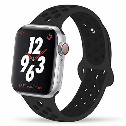 Picture of YC YANCH Greatou Compatible for Apple Watch Band 38mm,Soft Silicone Sport Band Replacement Wrist Strap Compatible for iWatch Apple Watch Series 3/2/1,Nike+,Sport,Edition,S/M,Anthracite Black