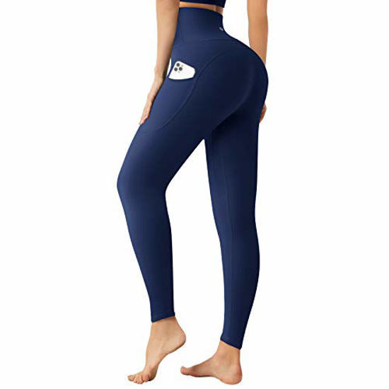 GetUSCart- Letsfit High Waisted Leggings for Women, Yoga Pants with Pockets  and Tummy Control for Workout Running Cycling Gym, True Navy, X-Large