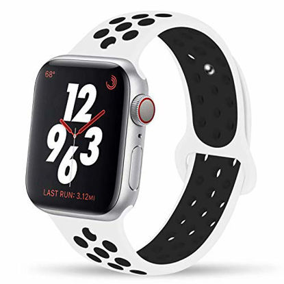 Picture of YC YANCH Greatou Compatible for Apple Watch Band 38mm 40mm,Soft Silicone Sport Band Replacement Wrist Strap Compatible for iWatch Apple Watch Series 5/4/3/2/1,Nike+,Sport,Edition,M/L,White Black