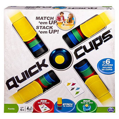 Picture of Quick Cups Game with 24 Picture Cards, 20 Cups (4 Sets of 5 Colors Each), Bell & Instruction Sheet