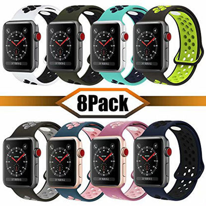Picture of YC YANCH Greatou Compatible for Apple Watch Band 38mm,Soft Silicone Sport Band Replacement Wrist Strap Compatible for iWatch Apple Watch Series 3/2/1,Nike+,Sport,Edition,S/M,8 Pack