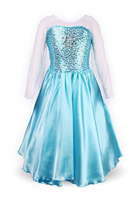 Picture of ReliBeauty Little Girls Princess Fancy Dress Elsa Costume, 7, Sky Blue