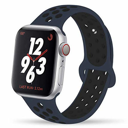 Picture of YC YANCH Greatou Compatible for Apple Watch Band 42mm 44mm,Soft Silicone Sport Band Replacement Wrist Strap Compatible for iWatch Series 5/4/3/2/1,Nike+,Sport,Edition,M/L,Black Midnightblue