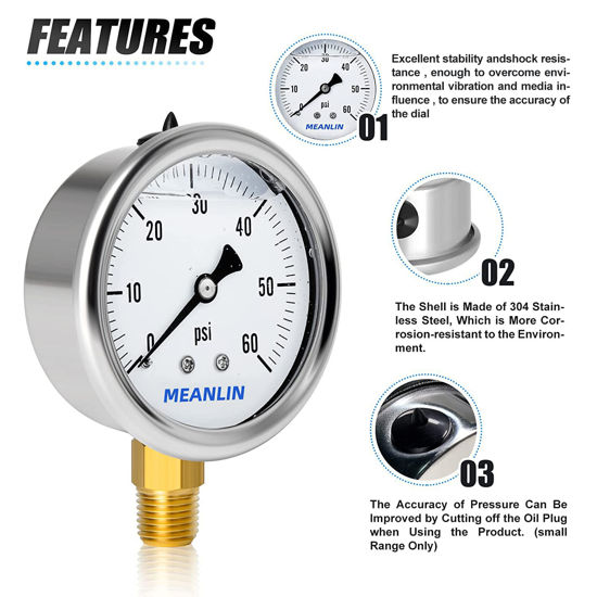 MEANLIN Spraying Pressure Gauge Assembly – For Pressure Washers, Sprayers | Industrial Pressure Measurement Tool - View #5