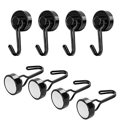 Picture of Magnetic Hooks,LetuoClips Black Magnet Hooks Heavy Duty 30LB Perfect for Home Kitchen Hanging BBQ Grill Tools Pot Key Holders ,Classroom Whiteboard, Cruise Cabins,Pack of 8pcs