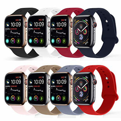 Picture of NUKELOLO Sport Band Compatible with Apple Watch 42MM 44MM,Soft Silicone Replacement Strap Compatible for Apple Watch Series 4/3/2/1 [M/L Size in Colorful]