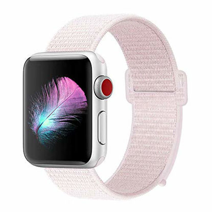 Picture of HILIMNY Compatible for Apple Watch Band 38mm 40mm, New Nylon Sport Loop, Adjustable Closure Wrist Strap, Replacement Band Compatible for iWatch Series 4 3 2 1(38mm 40mm,Pearl Pink)
