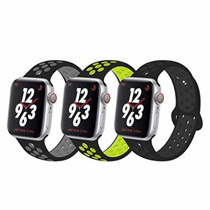 Picture of YC YANCH Greatou Compatible for Apple Watch Band,Soft Silicone Sport Band Replacement Wrist Strap Compatible for iWatch Apple Watch Series 5/4/3/2/1,Nike+,Sport,Edition,38mm 40mm M/L