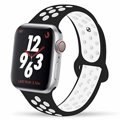 Picture of YC YANCH Greatou Compatible for Apple Watch Band 38mm 40mm,Soft Silicone Sport Band Replacement Wrist Strap Compatible for iWatch Apple Watch Series 5/4/3/2/1,Nike+,Sport,Edition,S/M, Black White