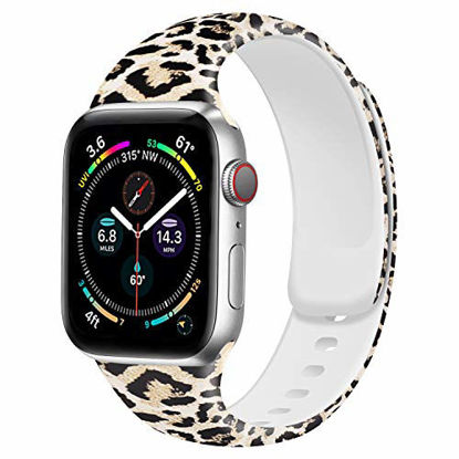 Picture of Rain gold Watch Band Compatible with Apple Watch 38mm 40mm 42mm 44mm,Soft Silicone Sport Replacement Strap Compatible for iWatch Series SE 6 5 4 3 2 1 (Leopard 38mm/40mm-S/M)