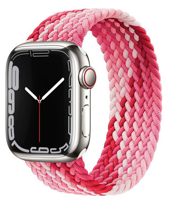 Picture of Proworthy Braided Solo Loop Compatible With Apple Watch Band 42mm 44mm 45mm for Men and Women, Stretch Nylon Elastic Strap Wristband for iWatch Series SE 7 6 5 4 3 2 1 (Gradient Red, XS)