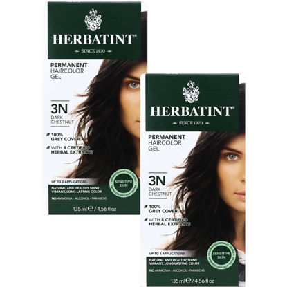 Picture of Herbatint Permanent Haircolor Gel, 3N Dark Chestnut, Alcohol Free, Vegan, 100% Grey Coverage - 4.56 oz (2 Pack)