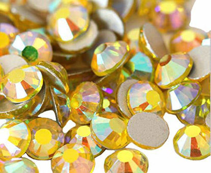 Picture of Jollin Glue Fix Crystal Flatback Rhinestones Glass Diamantes Gems for Nail Art Crafts Decorations Clothes Shoes(ss30 288pcs, Lemon AB)