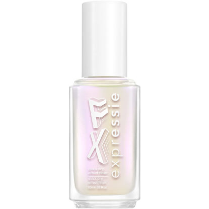 Picture of essie expressie™ nail polish, Iced Out FX Top Coat, Expressie FX collection, pearly white glitter, 8-free vegan pearlescent, 8-free vegan 0.33 fl oz