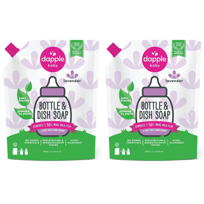 Picture of Dapple Baby Bottle Soap & Dish Soap Refill Baby, Fragrance Free, 34 Fl Oz Refill Pouch (Pack of 2) - Plant Based Dish Liquid for Dishes & Baby Bottles