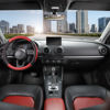 Picture of SEG Direct Car Steering Wheel Cover for Prius Civic 14-14.25 inch, Black and Red Microfiber Leather