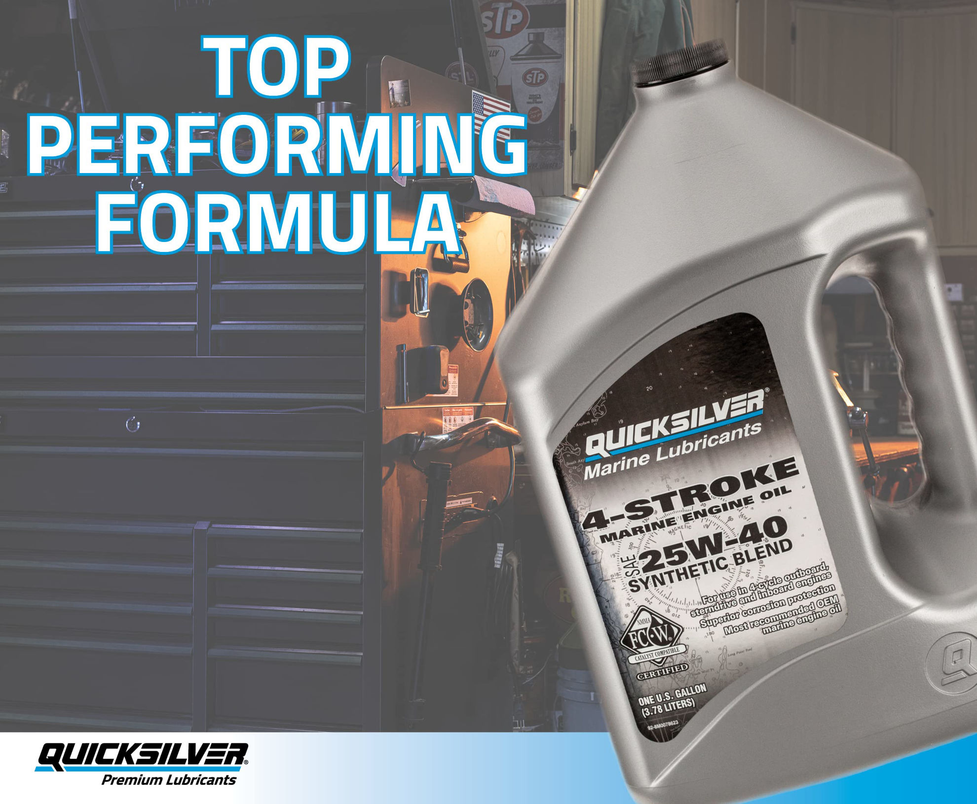 Quicksilver 25W-40 4-Cycle Marine Engine Oil - 1 Gallon (92-8M0078620)